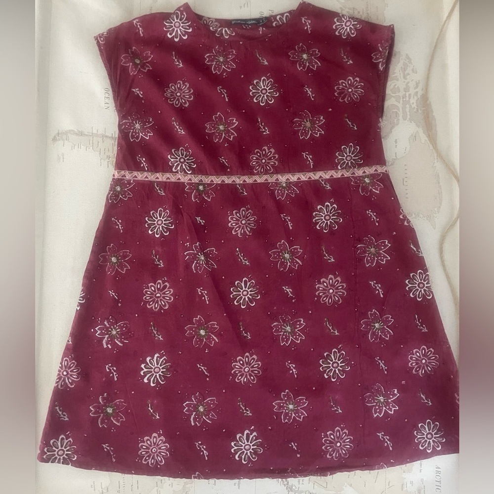 Gudrun Sjoden Size Small Indian Block Floral Burgundy Tunic